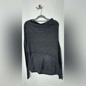 Free People Londontown Oversized Thermal Top Slouchy Charcoal Gray Size XS